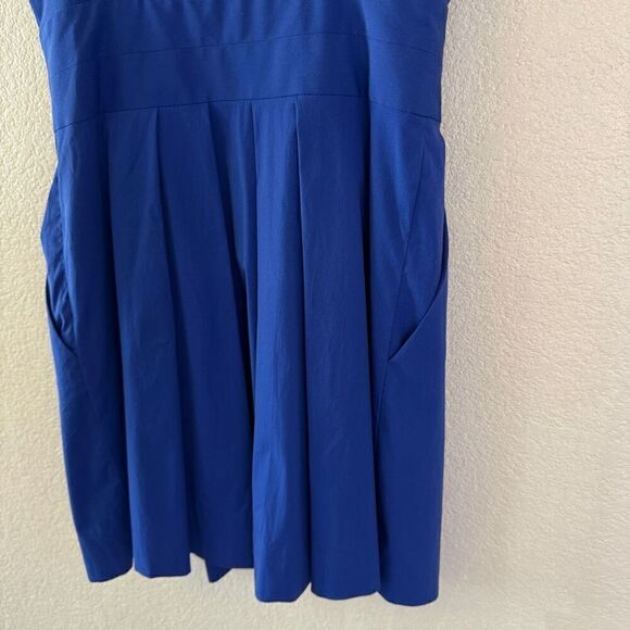 Milly Jordan Mini Dress Women Size 2 Cobalt Blue Bow Cutout Button Front Pockets - Picture 13 of 16